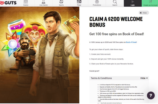 Guts Online Casino Bonus
